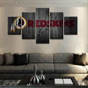 Washington Redskins Logo Football - 5 Panel Canvas Art Wall Decor