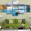 Waterfall 30 - Nature 5 Panel Canvas Art Wall Decor