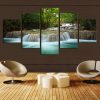 Waterfall 50 - Nature 5 Panel Canvas Art Wall Decor