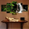 Waterfall And Green - Nature 5 Panel Canvas Art Wall Decor