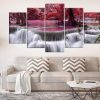 Waterfall Large 3 - Nature 5 Panel Canvas Art Wall Decor