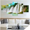 Waterfall Sounds - Nature 5 Panel Canvas Art Wall Decor