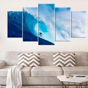 Wave Surfing Giclee - Sport 5 Panel Canvas Art Wall Decor