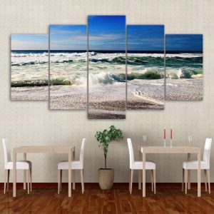 Waves Sea Sky Coast - Space 5 Panel Canvas Art Wall Decor