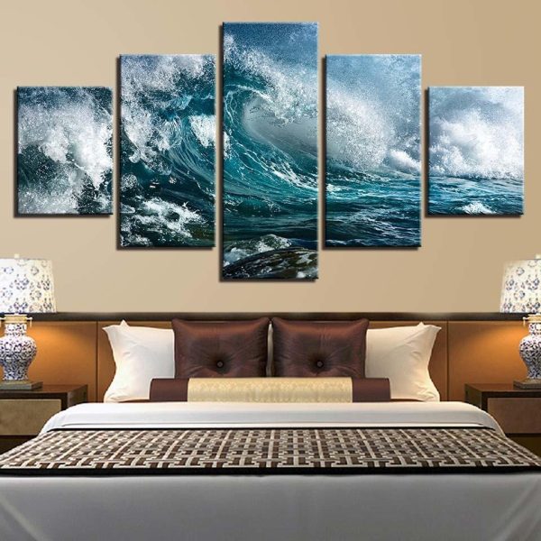 Waves Sea - Ocean 5 Panel Canvas Art Wall Decor