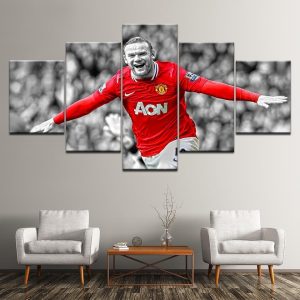 Wayne Rooney Manchester United Soccer - 5 Panel Canvas Art Wall Decor