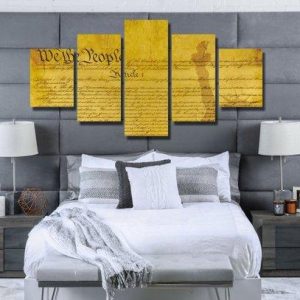 We The People - Abstract 5 Panel Canvas Art Wall Decor