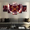 West Ham United Thunder Logo Soccer - 5 Panel Canvas Art Wall Decor