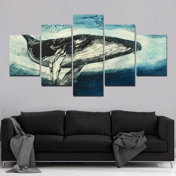 Whale 22 - Animal 5 Panel Canvas Art Wall Decor