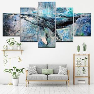 Whale 23 - Animal 5 Panel Canvas Art Wall Decor