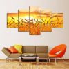 Wheat Field Farm - Nature 5 Panel Canvas Art Wall Decor