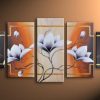 White Flower Blossom Oil 01 - Nature 5 Panel Canvas Art Wall Decor