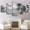 White Horse - Animal 5 Panel Canvas Art Wall Decor