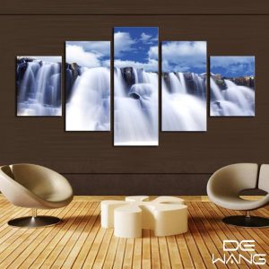 White Niagara Falls - Nature 5 Panel Canvas Art Wall Decor