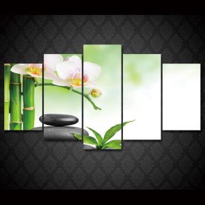 White Orchid 1 - Nature 5 Panel Canvas Art Wall Decor