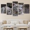 White Tiger 1 - Animal 5 Panel Canvas Art Wall Decor