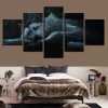 White Wolf Green Eyes 1 - Animal 5 Panel Canvas Art Wall Decor