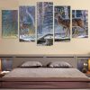 Whitetail Deer Big Buck Standoff - Animal 5 Panel Canvas Art Wall Decor