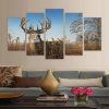 Whitetail Deer Bucks - Animal 5 Panel Canvas Art Wall Decor