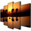 Wild Animal Elephants Art Landscape - Animal 5 Panel Canvas Art Wall Decor