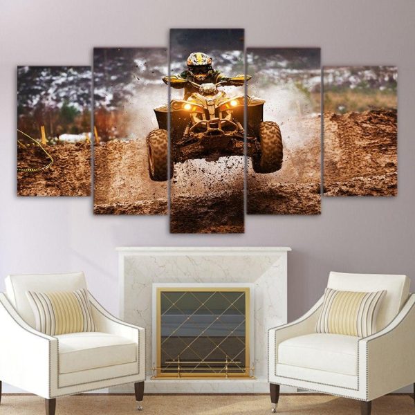 Wild Motorcycle Rally - Automative 5 Panel Canvas Art Wall Decor