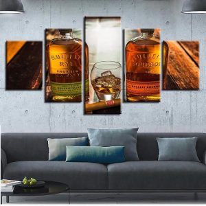 Wine Glass Cigar Bar Dinning Restaurant - Wine 5 Panel Canvas Art Wall Decor