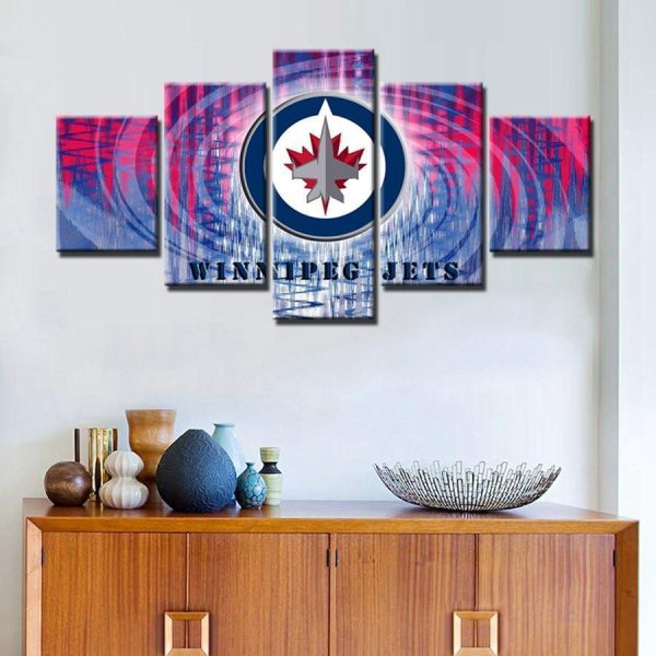 Winnipeg Jets Logo Ice Hockey - 5 Panel Canvas Art Wall Decor