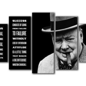 Winston Churchill Quotes Celebrity - 5 Panel Canvas Art Wall Decor