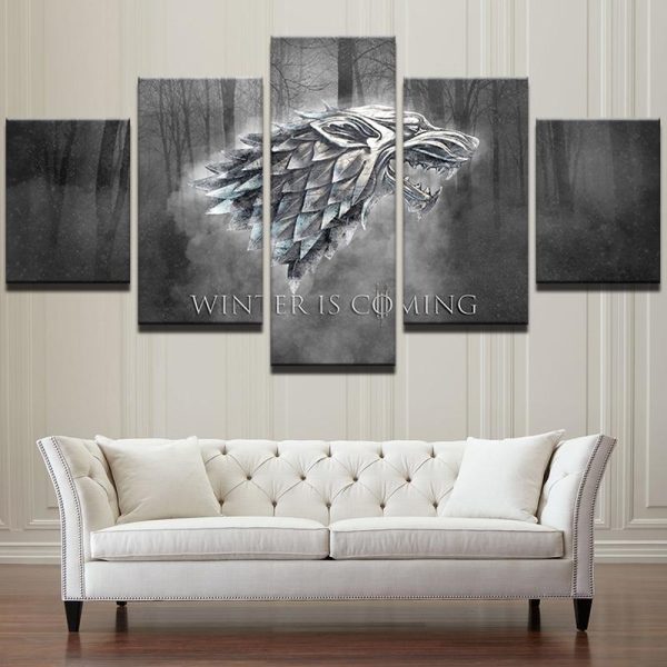 Winter Is Coming Game Of Thrones - Movie 5 Panel Canvas Art Wall Decor-CV