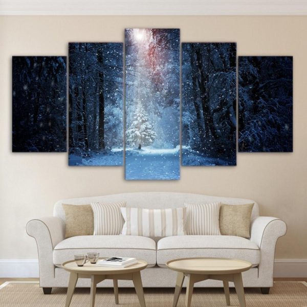 Winter Snow 10 - Nature 5 Panel Canvas Art Wall Decor