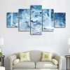 Winter Wolf In Snow Winter Scene 01 - Animal 5 Panel Canvas Art Wall Decor