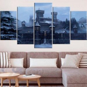 Winterfell Castle In Game Of Thrones - Movie 5 Panel Canvas Art Wall Decor