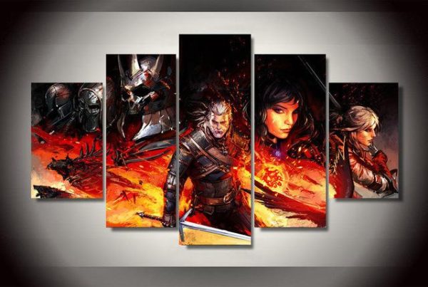 Witcher 3 Game - Gaming 5 Panel Canvas Art Wall Decor