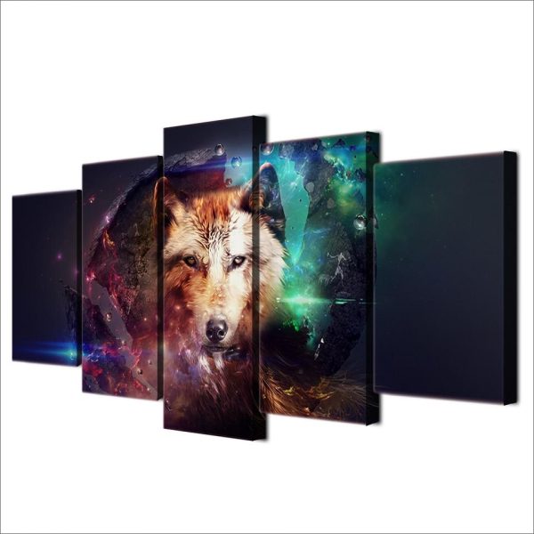 Wolf 16 - Animal 5 Panel Canvas Art Wall Decor