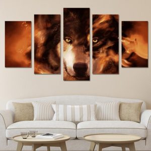 Wolf 17 - Animal 5 Panel Canvas Art Wall Decor