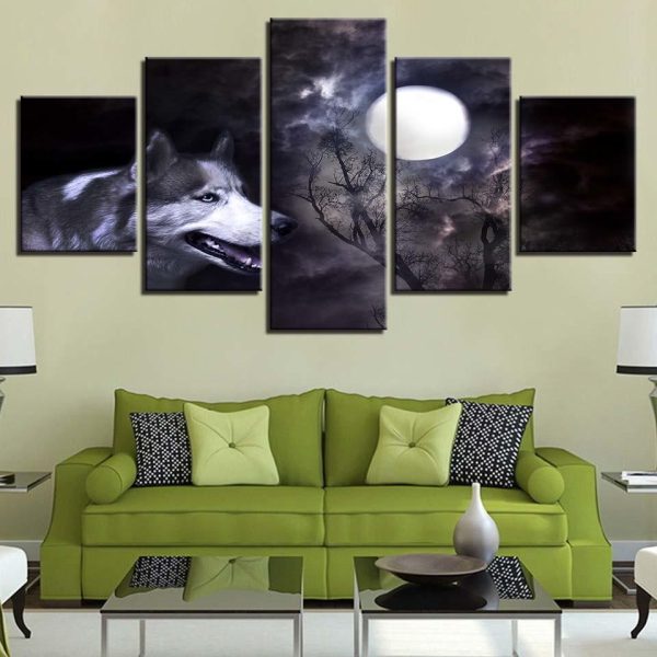 Wolf 18 - Animal 5 Panel Canvas Art Wall Decor