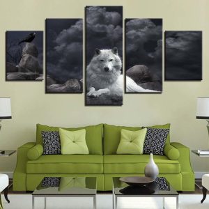 Wolf 19 - Animal 5 Panel Canvas Art Wall Decor