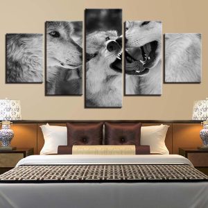 Wolf 20 - Animal 5 Panel Canvas Art Wall Decor