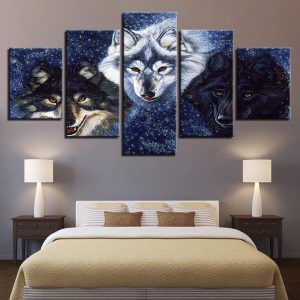 Wolf 23 - Animal 5 Panel Canvas Art Wall Decor