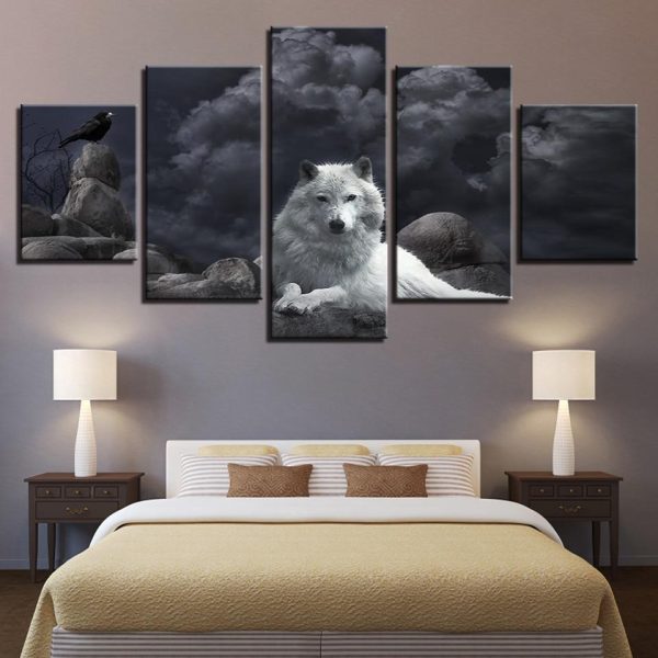 Wolf 25 - Animal 5 Panel Canvas Art Wall Decor