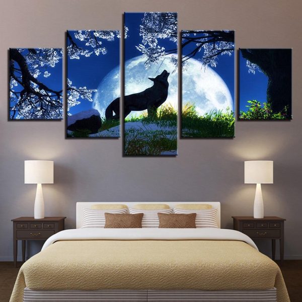 Wolf 27 - Animal 5 Panel Canvas Art Wall Decor