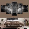 Wolf Black And White - Animal 5 Panel Canvas Art Wall Decor