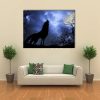 Wolf Howling In Dark - Animal 5 Panel Canvas Art Wall Decor