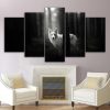 Wolf In Black And White - Animal 5 Panel Canvas Art Wall Decor