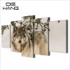 Wolf In Snow - Animal 5 Panel Canvas Art Wall Decor