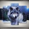 Wolf In Winter - Animal 5 Panel Canvas Art Wall Decor