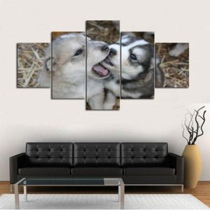 Wolf Puppy - Animal 5 Panel Canvas Art Wall Decor