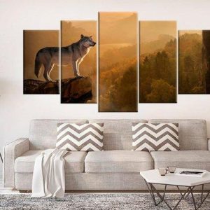 Wolf Wild Life - Animal 5 Panel Canvas Art Wall Decor