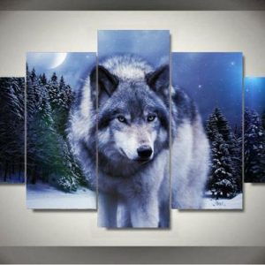 Wolf Wolves Animal - 5 Panel Canvas Art Wall Decor