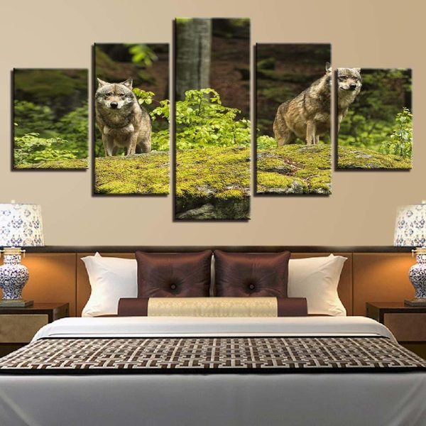 Wolfs 20 - Animal 5 Panel Canvas Art Wall Decor